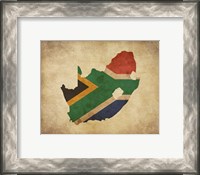 Framed Map with Flag Overlay South Africa