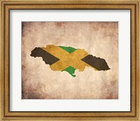 Framed Map with Flag Overlay Jamaica
