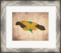 Framed Map with Flag Overlay Jamaica