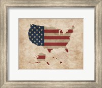 Framed Map with Flag Overlay United States