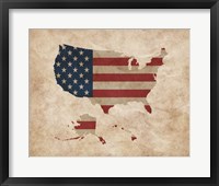 Framed Map with Flag Overlay United States