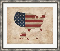 Framed Map with Flag Overlay United States