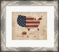 Framed Map with Flag Overlay United States