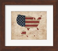 Framed Map with Flag Overlay United States