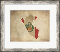 Framed Map with Flag Overlay Peru