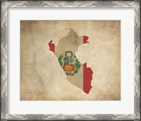 Framed Map with Flag Overlay Peru