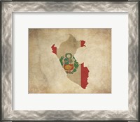 Framed Map with Flag Overlay Peru