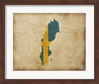 Framed Map with Flag Overlay Sweden