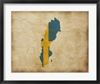 Framed Map with Flag Overlay Sweden