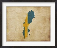 Framed Map with Flag Overlay Sweden