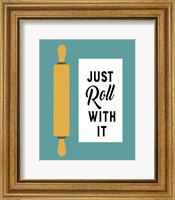 Framed 'Retro Kitchen III - Just Roll With It' border=