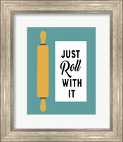 Framed 'Retro Kitchen III - Just Roll With It' border=