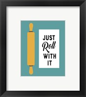 Framed 'Retro Kitchen III - Just Roll With It' border=