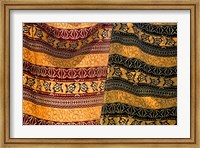 Framed Fiji, Yasawa Islands Colorful fabrics with prints