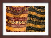 Framed Fiji, Yasawa Islands Colorful fabrics with prints