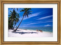 Framed Girl on Beach and Coconut Palm Trees, Tambua Sands Resort, Fiji