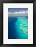 Framed Ariel View of Malolo Barrier Reef and Malolo Island, Fiji