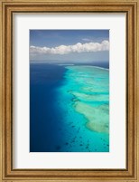 Framed Ariel View of Malolo Barrier Reef and Malolo Island, Fiji