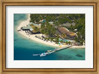 Framed Aerial View of Plantation Island Resort, Malolo Lailai Island, Fiji