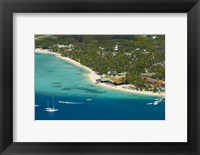 Framed Aerial view of Plantation Island Resort, Mamanuca Islands, Fiji