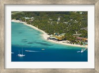 Framed Aerial view of Plantation Island Resort, Mamanuca Islands, Fiji