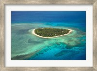 Framed Tavarua Island and coral reef, Mamanuca Islands, Fiji