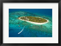 Framed Treasure Island Resort and boat, Mamanuca Islands, Fiji