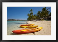 Framed Kayaks on the beach, Plantation Island Resort, Malolo Lailai Island, Mamanuca Islands, Fiji
