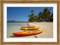 Framed Kayaks on the beach, Plantation Island Resort, Malolo Lailai Island, Mamanuca Islands, Fiji