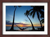 Framed Hammock and sunset, Plantation Island Resort, Malolo Lailai Island, Mamanuca Islands, Fiji