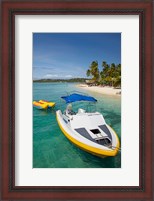 Framed Powerboat and banana boat, Plantation Island Resort, Malolo Lailai Island, Mamanuca Islands, Fiji