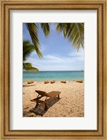 Framed Beach, palm trees and lounger, , Fiji