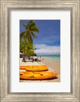 Framed Kayaks and beach, Shangri-La Fijian Resort, Yanuca Island, Coral Coast, Viti Levu, Fiji