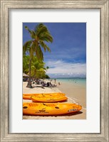 Framed Kayaks and beach, Shangri-La Fijian Resort, Yanuca Island, Coral Coast, Viti Levu, Fiji
