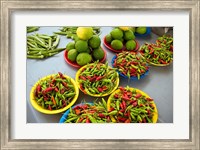 Framed Peppers, fruit and vegetable outdoor market, Suva, Fiji