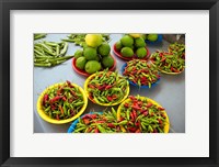 Framed Peppers, fruit and vegetable outdoor market, Suva, Fiji