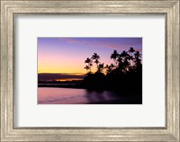 Framed Fiji Islands, Tavarua, Palm trees and sunset