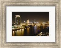 Framed Night View of the Nile River, Cairo, Egypt