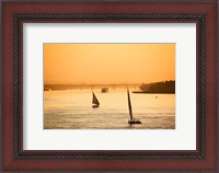 Framed Pair of Falukas and Sightseers on Nile River, Luxor, Egypt