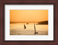 Framed Pair of Falukas and Sightseers on Nile River, Luxor, Egypt