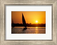 Framed Silhouette of a traditional Egyptian Falucca, Nile River, Luxor, Egypt