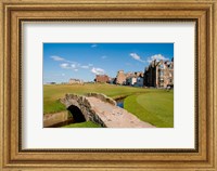 Framed Golfing the Swilcan Bridge on the 18th Hole, St Andrews Golf Course, Scotland