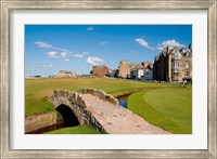 Framed Golfing the Swilcan Bridge on the 18th Hole, St Andrews Golf Course, Scotland