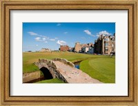 Framed Golfing the Swilcan Bridge on the 18th Hole, St Andrews Golf Course, Scotland