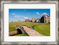 Framed Golfing the Swilcan Bridge on the 18th Hole, St Andrews Golf Course, Scotland