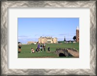 Framed 18th Hole and Fairway at Swilken Bridge Golf, St Andrews Golf Course, St Andrews, Scotland