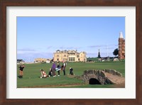Framed 18th Hole and Fairway at Swilken Bridge Golf, St Andrews Golf Course, St Andrews, Scotland