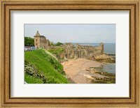 Framed Coastline Beach and Ruins of St Andrews, Scotland