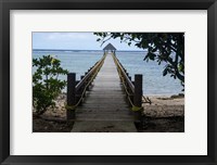 Framed Long wooden pier, Coral Coast, Viti Levu, Fiji, South Pacific