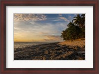 Framed Late afternoon light on a beach on Beachcomber island, Mamanucas Islands, Fiji, South Pacific
